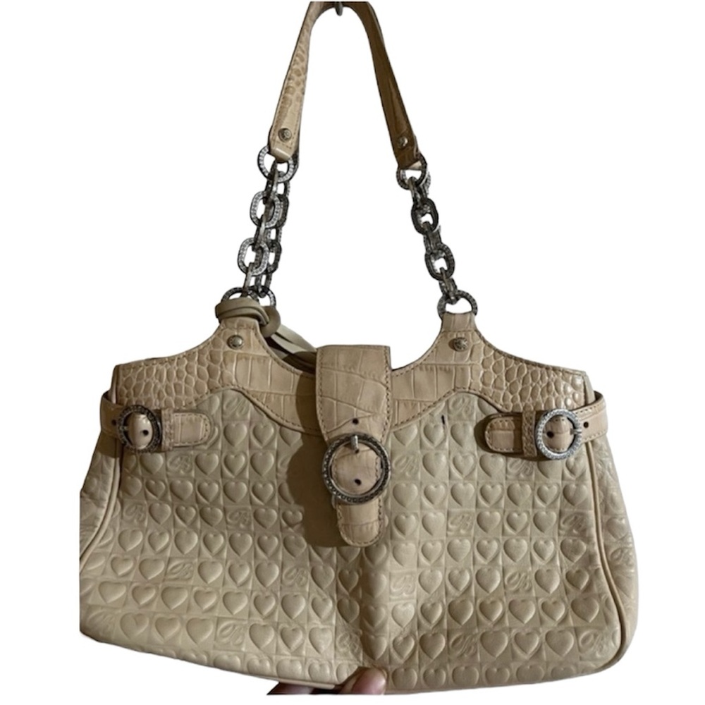 Vintage Brighton Trixie Cream Embossed Hearts Shoulder Bag